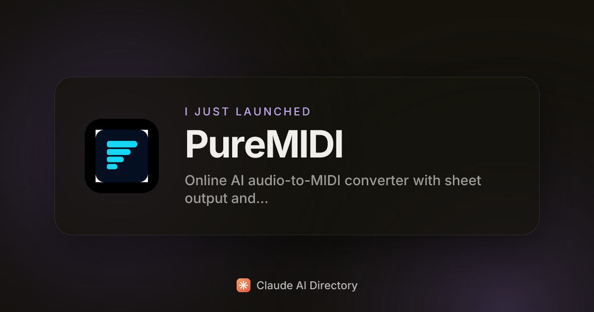 PureMIDI launched on Claude AI Directory
