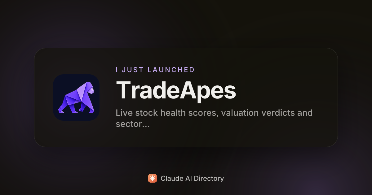 TradeApes launched on Claude AI Directory